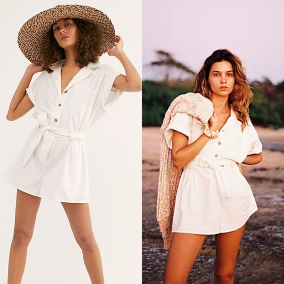Free People Pants - FREE PEOPLE No Plans White Romper